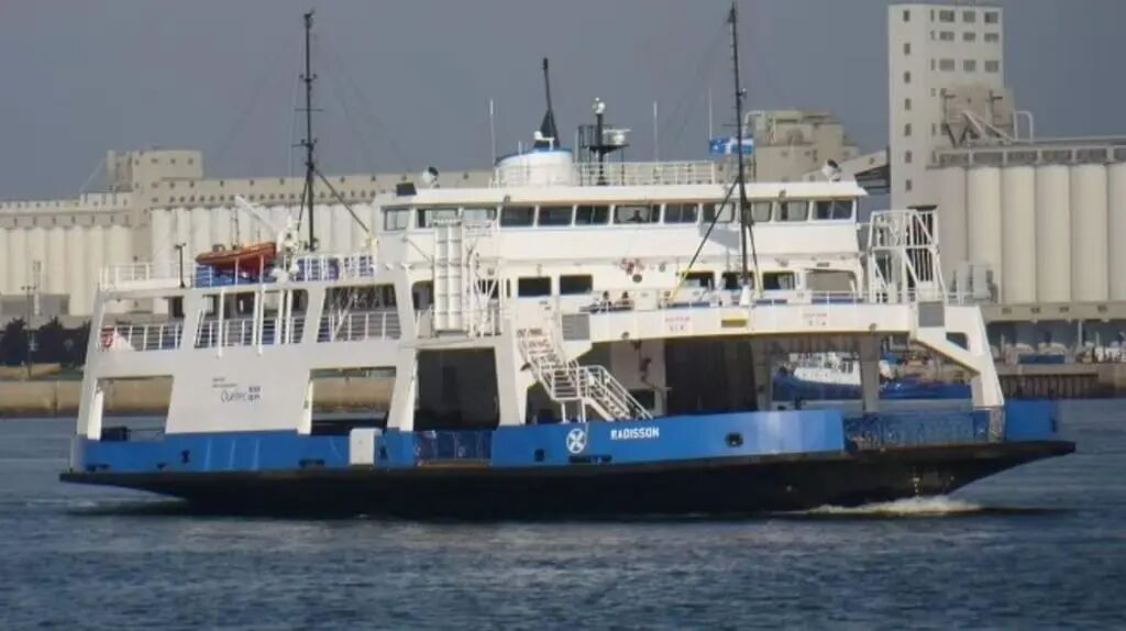 A control-transfer failure caused a ferry to strike a pier, injuring two people!