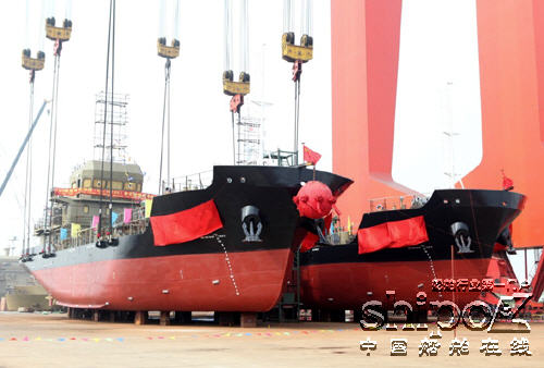 扬州科进船业两艘700DWT滑油船下水（图）