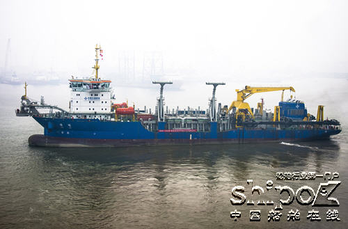 天津中交博迈科11000立方自航耙吸挖泥船“通远轮”试航
