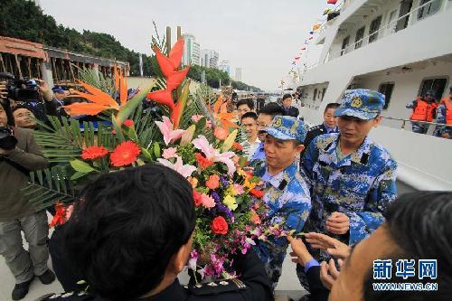 赴黄岩岛护渔执法中国渔政44608船返汕头港