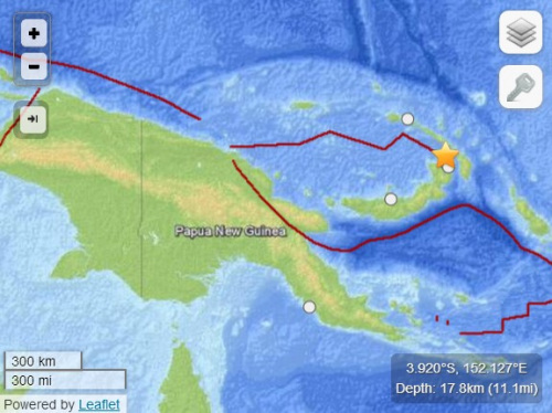 巴布亚新几内亚发生6.4级地震 未发布海啸预警(图)