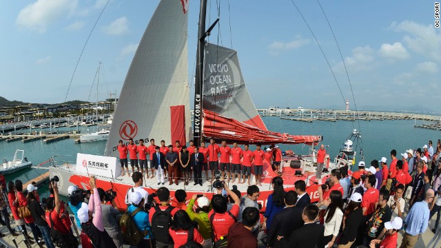 The Dongfeng crew received a healthy crowd for their official boat launch, and have since embarked on their first transatlantic voyage.