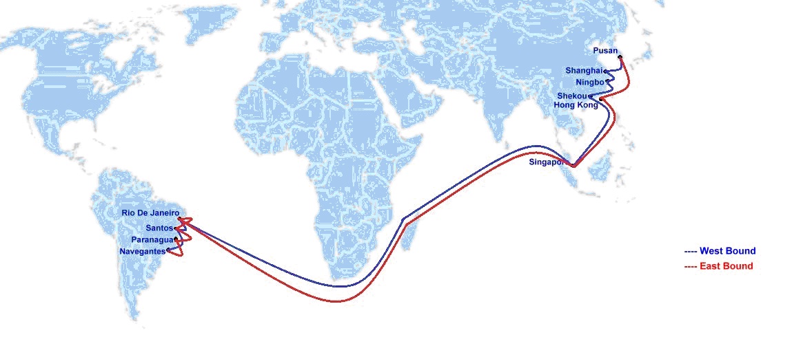 阳明海运推出全新远东至巴西专线SA1（附图）