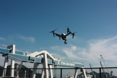 Tsuneishi tests the use of drones to raise shipbuilding efficiency