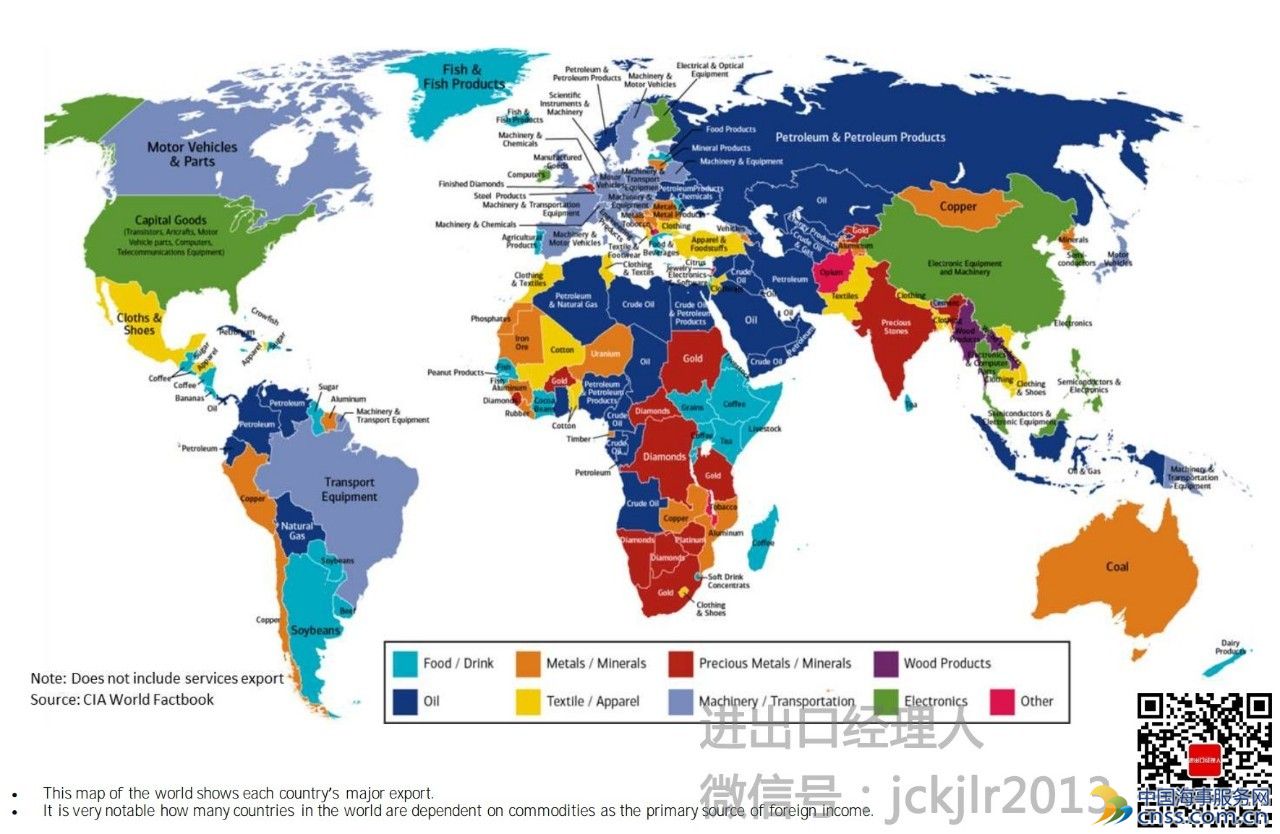 全球海运出口地图：各国主要出口什么？