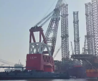 大连中远船务自升式钻井平台N581完成桩腿接桩工程