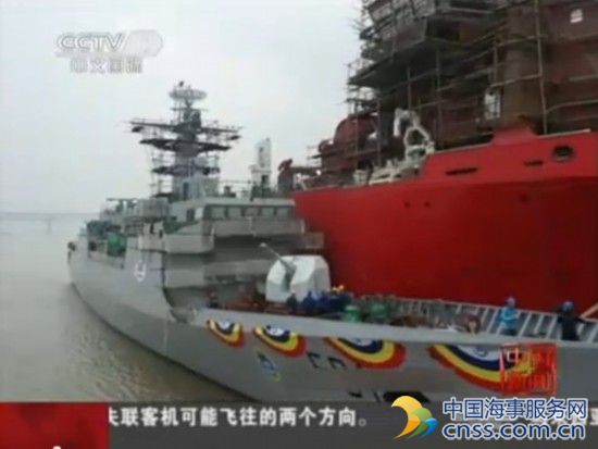 由我国自主设计的出口型近海巡逻舰近日在武汉下水
