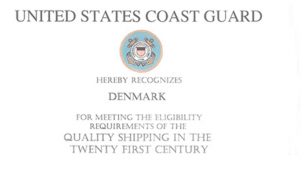 丹麦再次获得美国海岸警卫队21世纪质量船证书