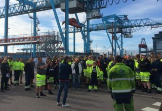 Swedish Dockworkers Stage Strike at APM Terminals Gothenburg
