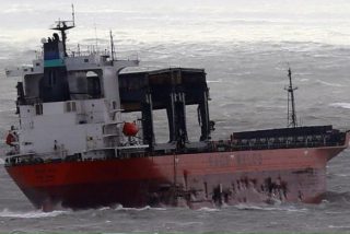 Saga Sky at Anchor after Being Damaged in Storm Angus