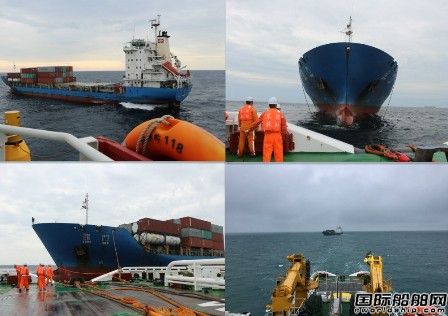 “东海救118”轮全力拖救香港籍漂航集装箱船