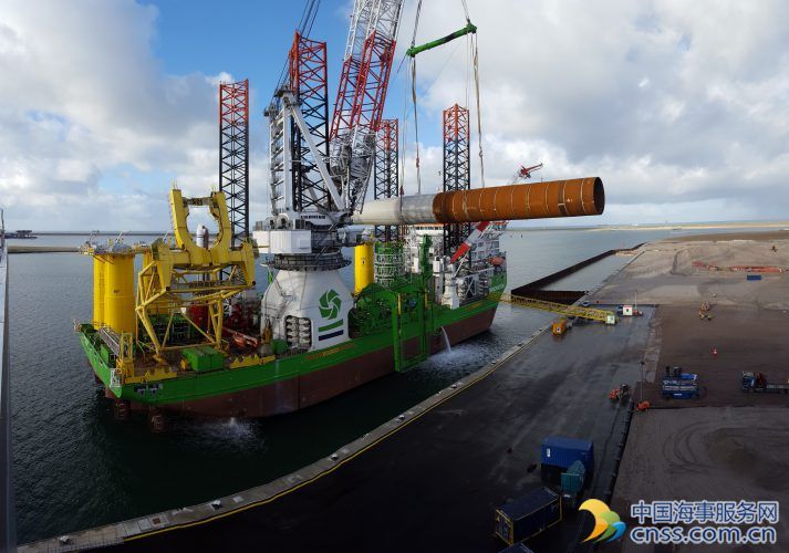 Spotted: DEME Ship Loads Monopile at Rotterdam Port