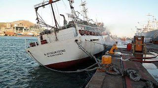 Korean Vessel Listing after Fire at Port of Cape Town