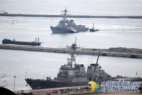 为补充战斗物资 美军两艘“宙斯盾”舰停靠釜山港