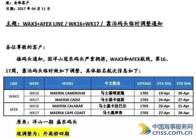 洋山港码头严重拥挤 多家船公司发布调整通知