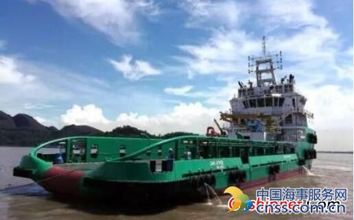 粤新海工一艘65米锚拖供应船成功交付