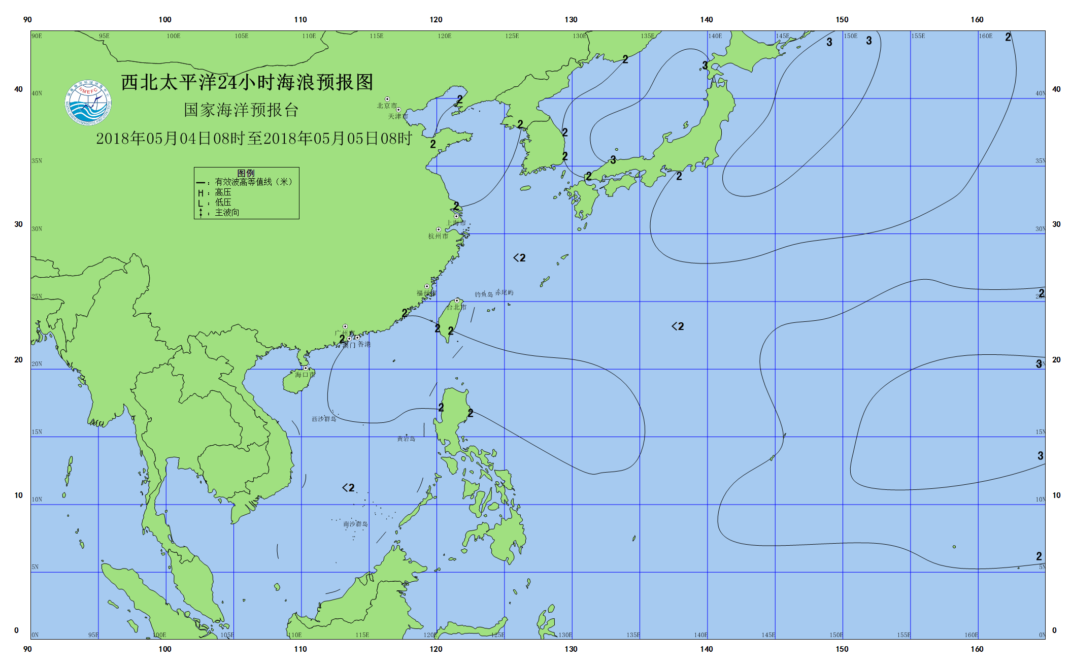 24小时海浪预报(2018年05月04日)