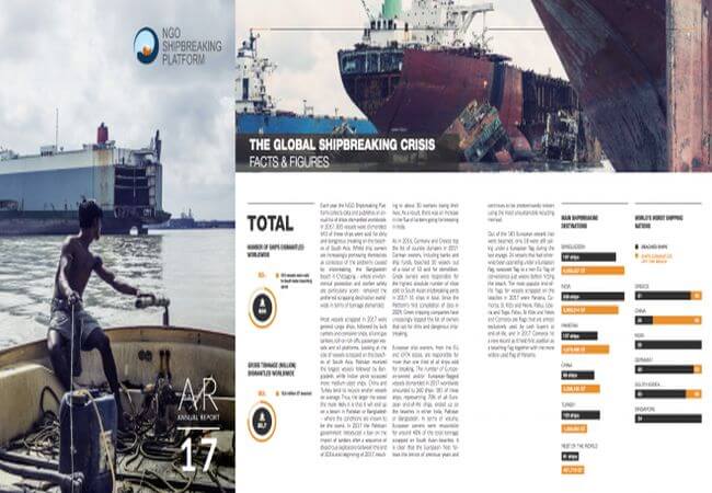  2017年有543艘船舶出售到南亚海滩危险拆解