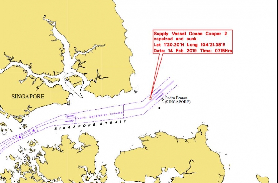 事故丨供应船在新加坡白礁附近海域翻覆 3名船员落水
