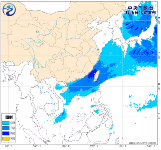我国东南部和南部海域有7～8级大风