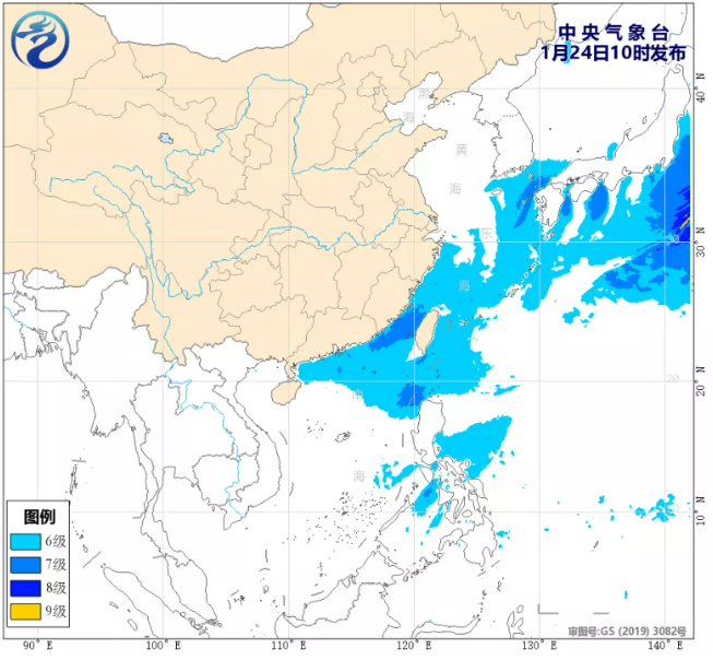 我国东南部海域将有6～7级风