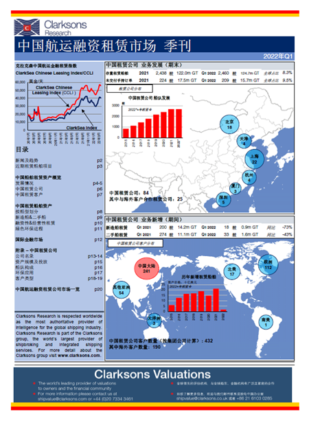 克拉克森研究：2022年一季度中国航运租赁市场趋势分析