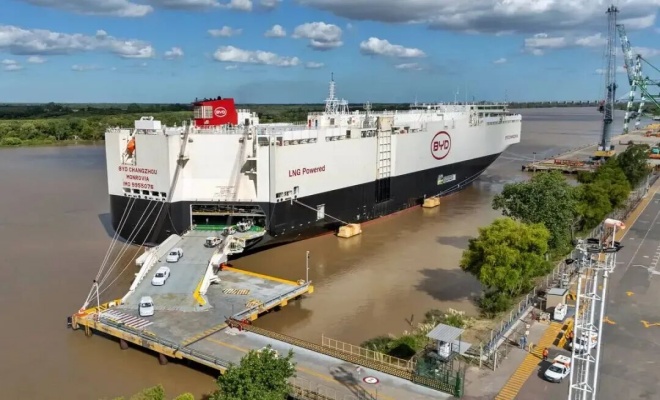 比亚迪自营船首抵阿根廷，5800辆创当地进口纪录