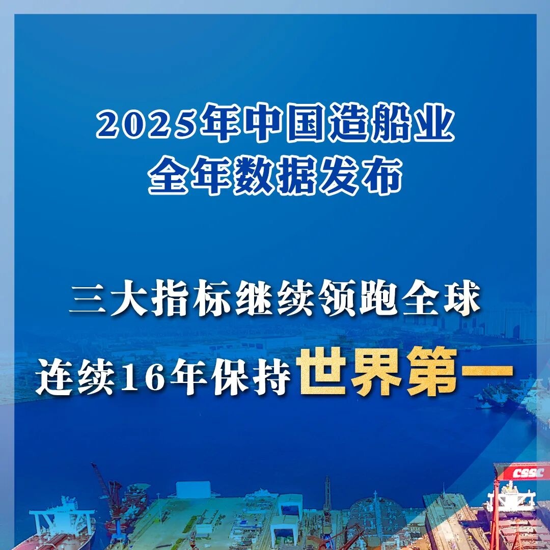 连续16年世界第一！2025年我国造船业三大指标继续领跑